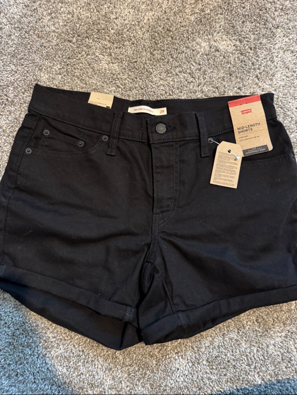 Levi's Black Mid-Length Women’s Jean Shorts